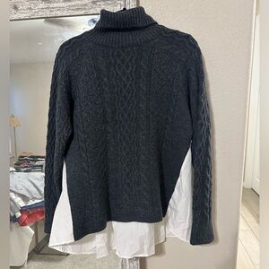 Anthropologie Charcoal Cable Knit Sweater